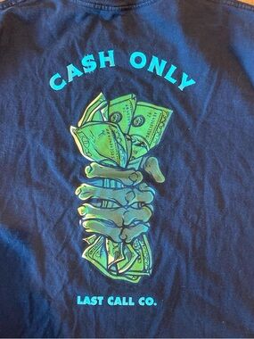 Tillys Last Call Co. Cash Only Black T-shirt, L